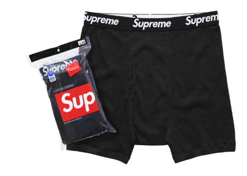 SUPREME HANES BOXER BRIEFS (4 PACK) - BLACK