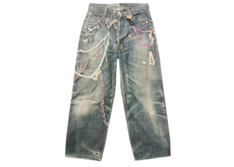 Acne Studios SS25 Candy Chain 3D Print Low Waist Loose Wide-leg Jeans Women