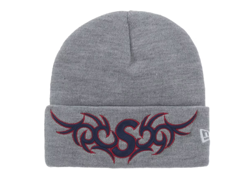 Supreme New Era Tribal S Logo Beanie Heather Grey