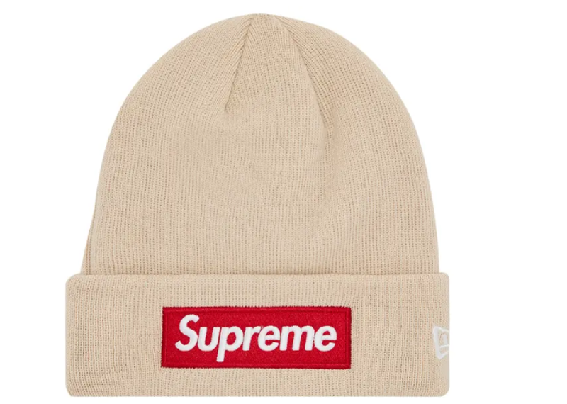 Supreme x New Era Box Logo Beanie Stone
