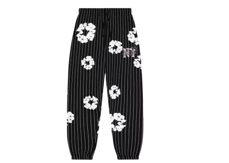Denim Tears Pinstripe Wreath Sweatpant Black