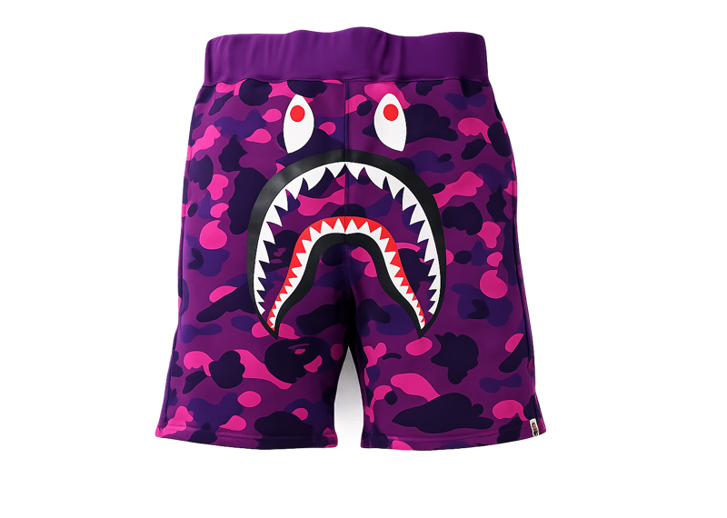 BAPE Color Camo Shark Sweat Shorts (SS21) Purple