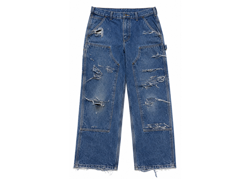 CARHARTT OCEAN BLUE DISTRESSED DOUBLE KNEE JEANS