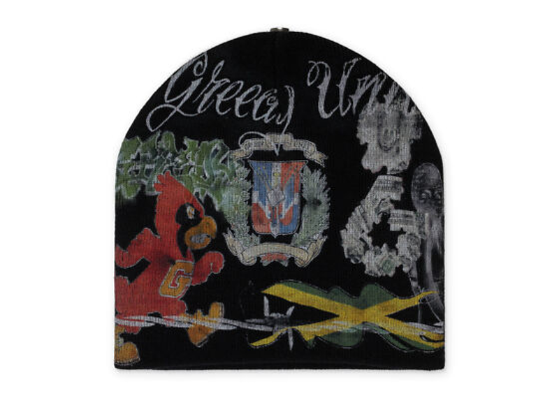 NWT GREEDY UNIT BLACK ALL OVER PRINT BEANIE