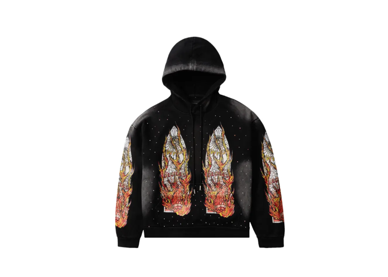Who Decides War Flames Glass Hooded Sweatshirt Coal