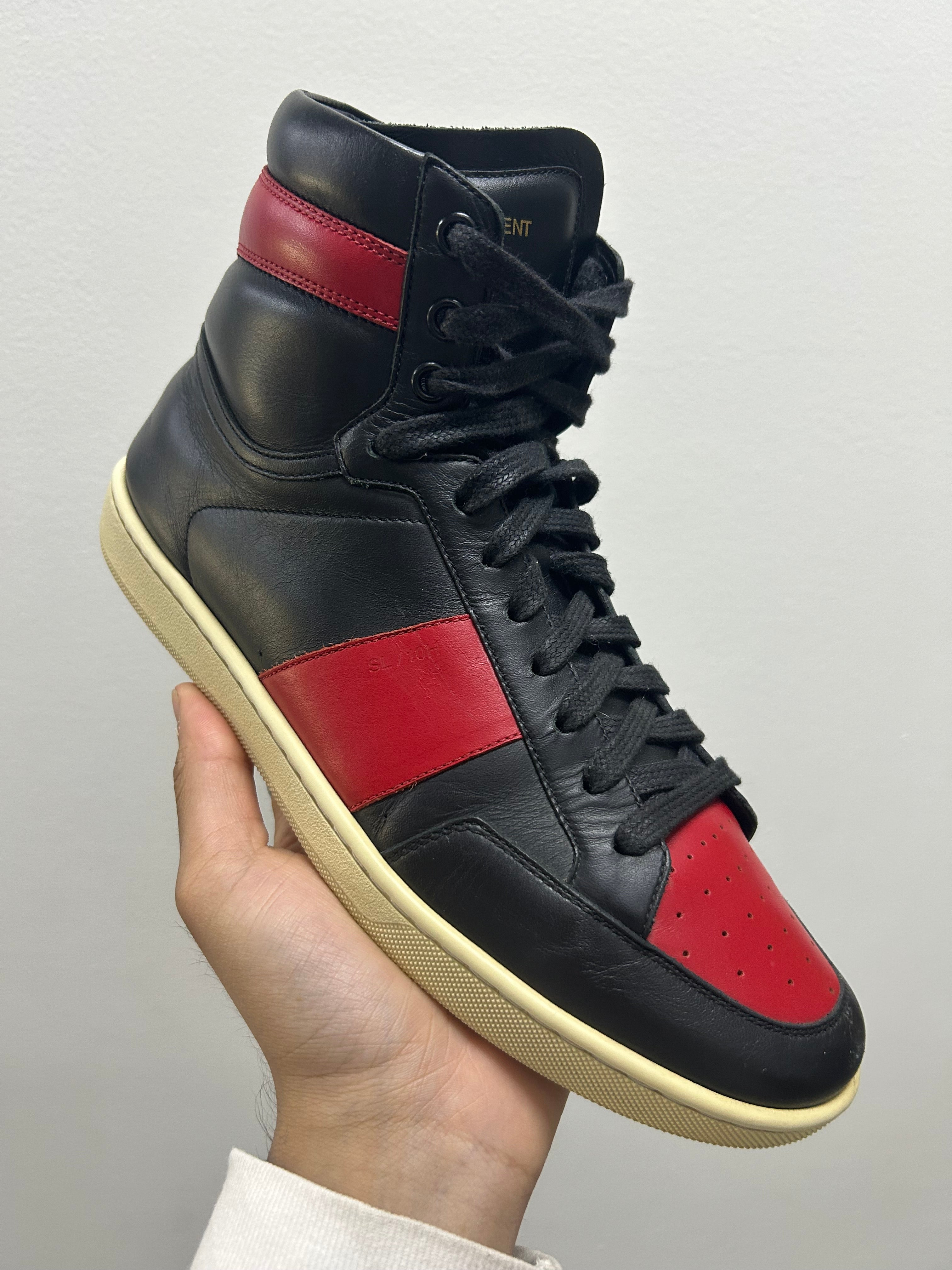 Saint Laurent SL-10H High Top Sneaker Black Red