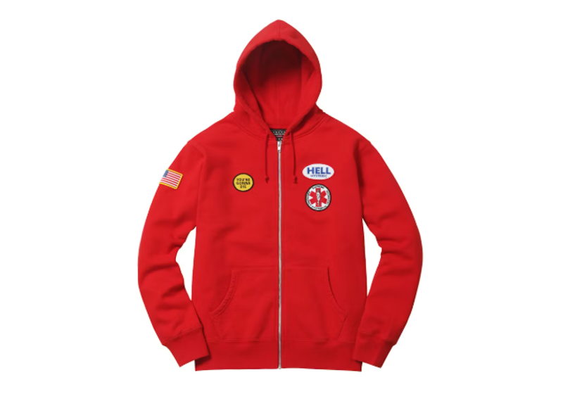 Supreme Hysteric Glamour Patches Zip Up Sweatshirt Red