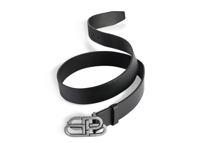 Balenciaga Extra Large Belt in Black Silver Buckle