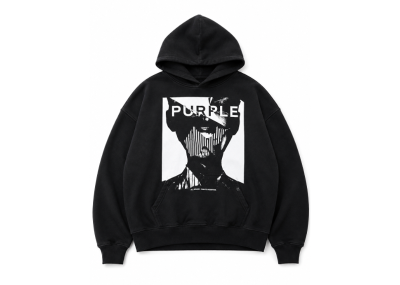 PURPLE BRAND FACE HEAVY WEIGHT HOODIE BLACK