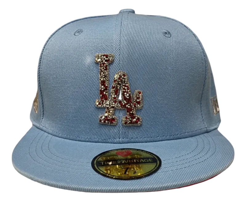 Times2Vintage Diamonds Dancing LA Light Blue Fitted