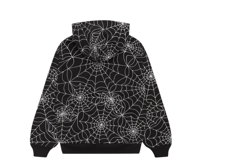 Sp5der Embroidered AOP Hoodie Black