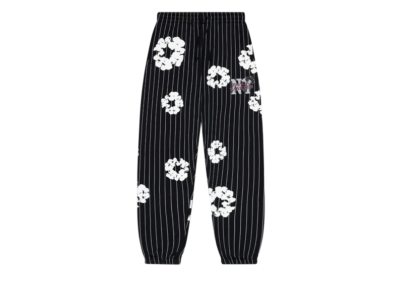 Denim Tears Pinstripe Wreath Sweatpants Black