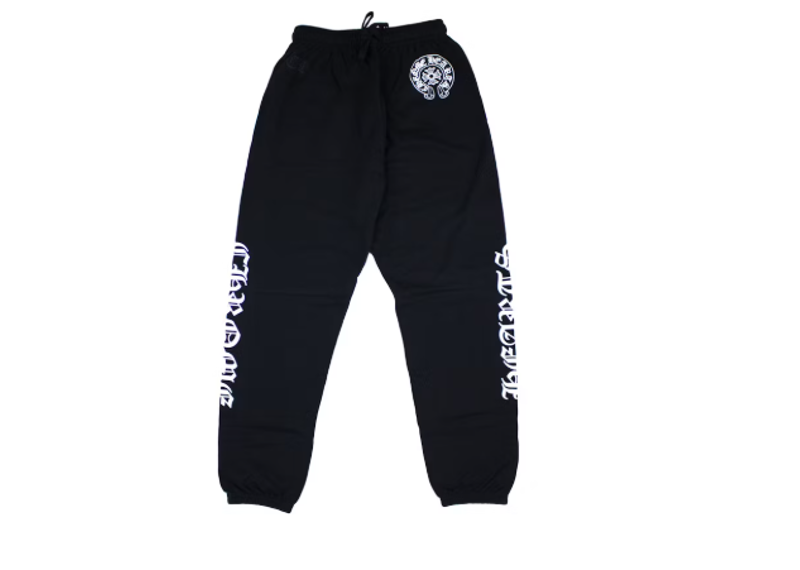 Chrome Hearts Horse Shoe Logo Sweatpants Black w/ Repairs and Distressing