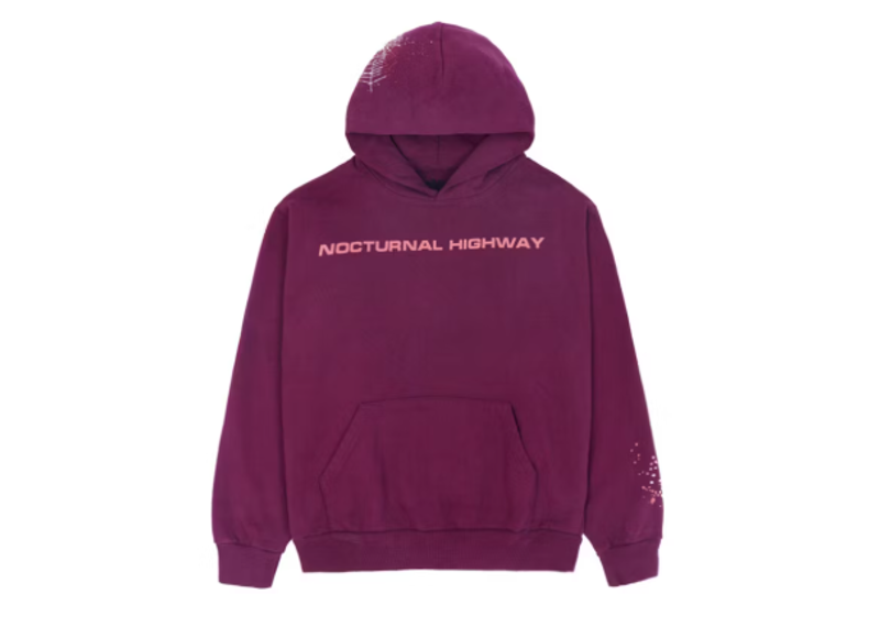 Sp5der Nocturnal Highway Hoodie Dark Purple