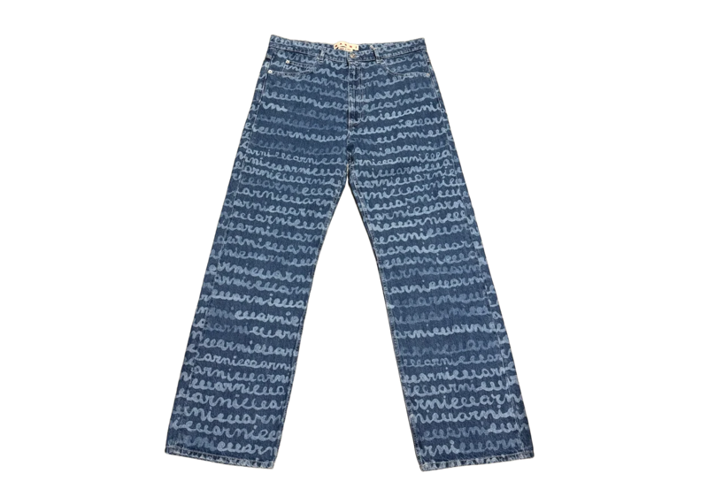 Marni Blue Logo Print Straight Jeans