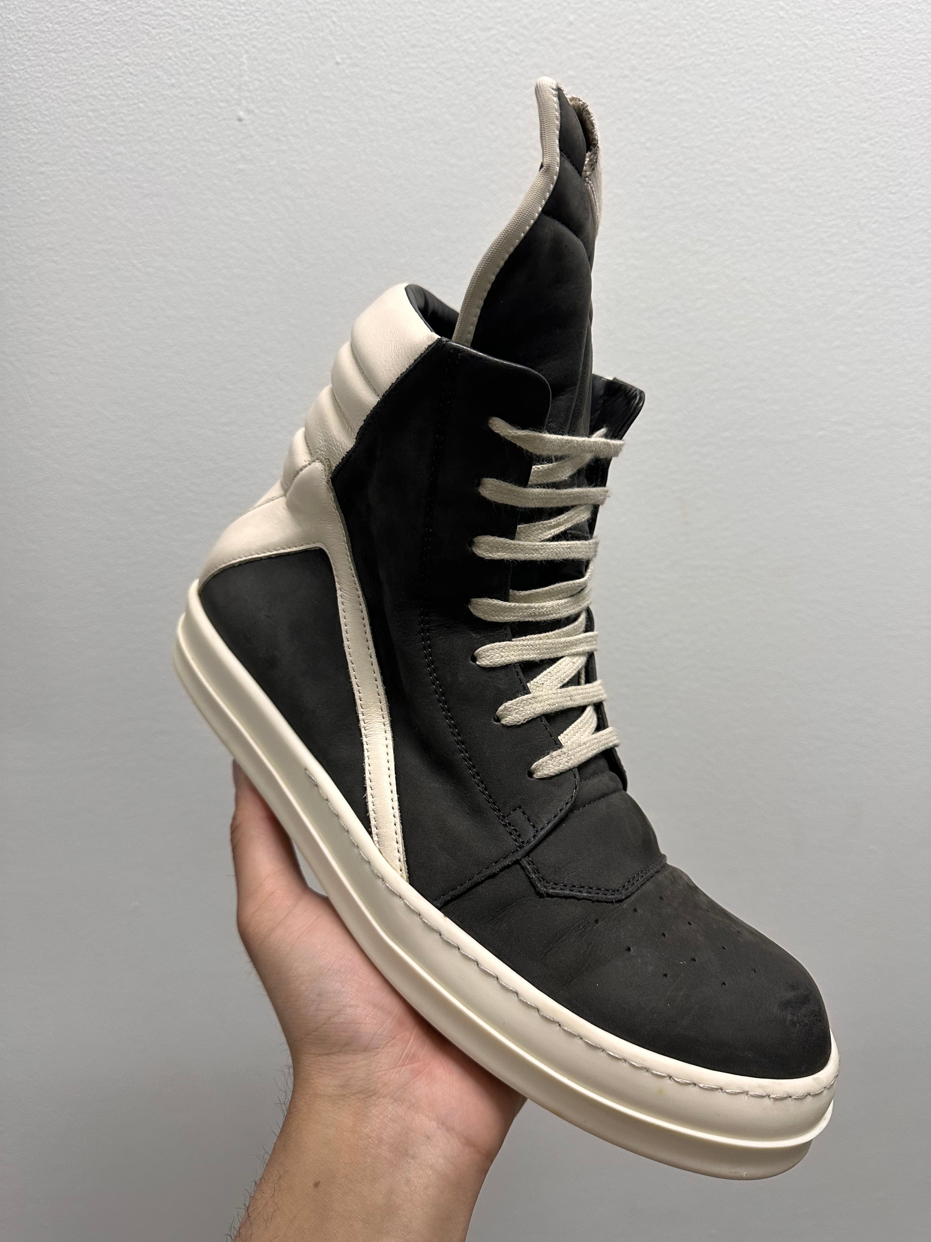 Rick Owens Geobasket High Top Nubuck Dark Dust Milk