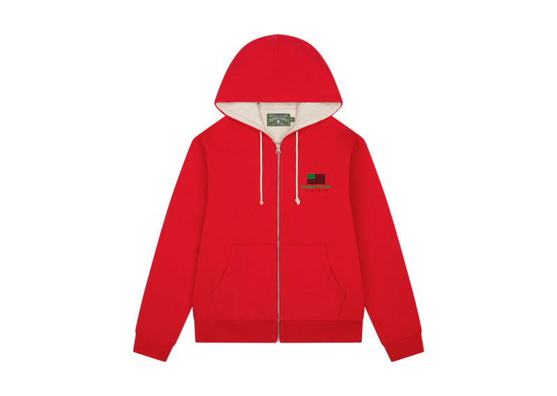 DENIM TEARS 1619 AFRIACAN FLAG THERMAL LINED ZIP HOODIE