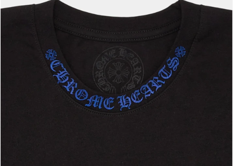 Chrome Hearts Neck Logo Pocket Short Sleeve Tee Shirt Black Blue