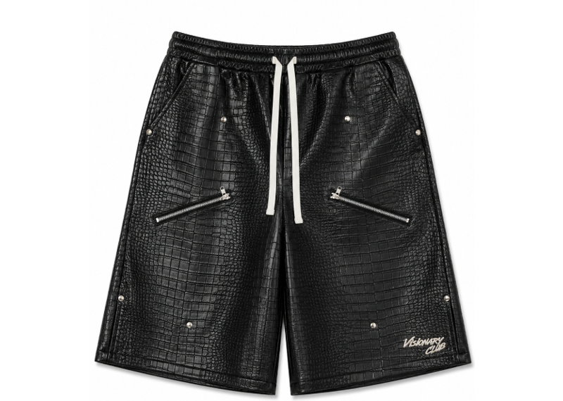 VISIONARY CLUB NIGHT CRAWLER  BAGGY LEATHER SHORTS (BLACK)