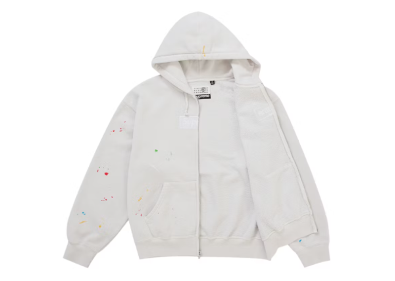 Supreme MM6 Maison Margiela Box Logo Zip Up Hooded Sweatshirt White