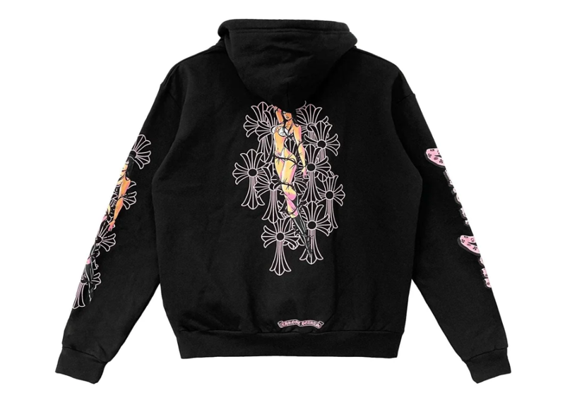 Chrome Hearts Deadly Doll Pink Cross Scroll Label Zip Up Hoodie