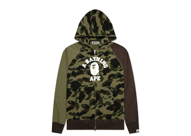 A Bathing Ape 1st Camo Crazy College Full Zip Hoodie - Green