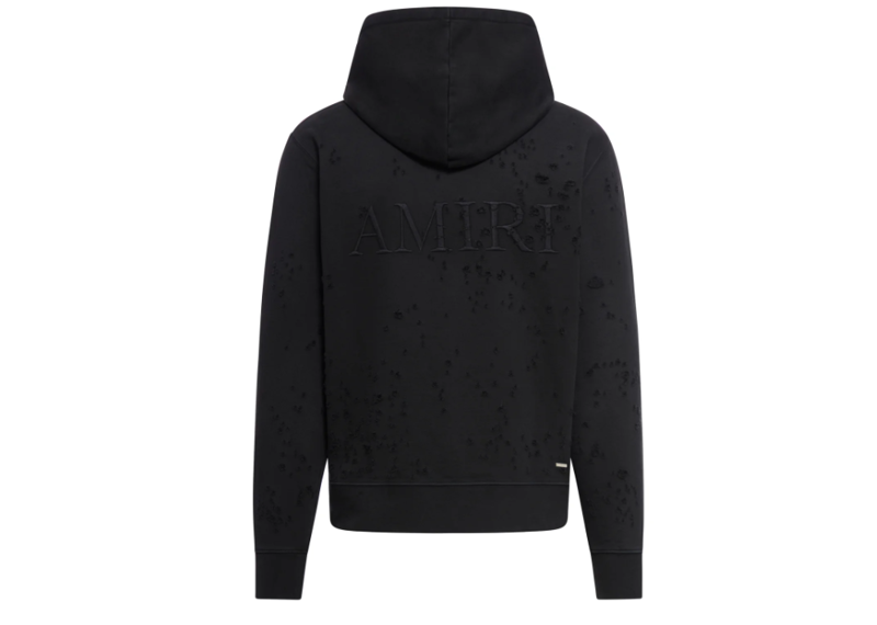 Amiri Ma Shotgun Logo Embroidered Distressed Hoodie