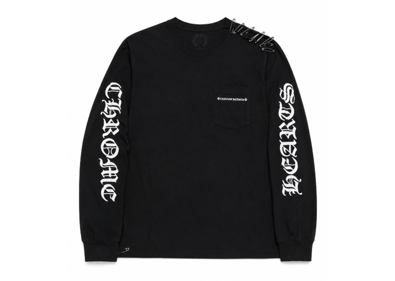 Chrome Hearts Cemetery Cross Tire Tracks L/S T-shirt (THRASHED AND PINNED)