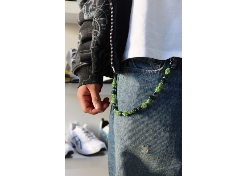 KASHOUT STUDIOS SINGLE WALLET  CHAIN EMERALD GREEN