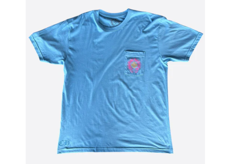Chrome Hearts Blue Miami Art Basel Horseshoe Logo T-Shirt