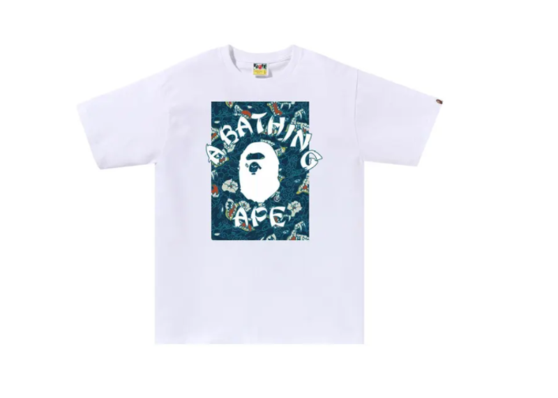 BAPE Japanese Tattoo Camo On College tee White/Blue