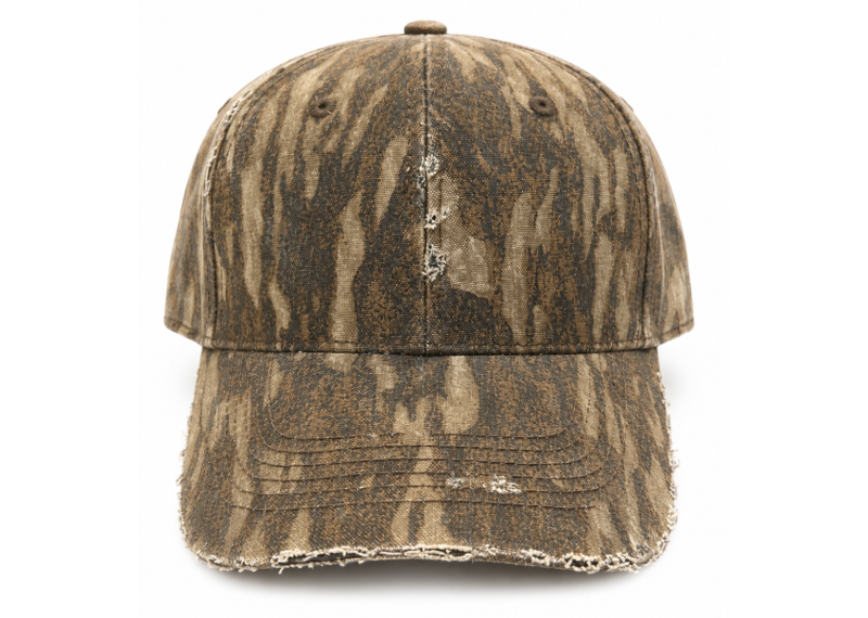 VINTAGE DISTRESSED CAMO VELCO-BACK HAT