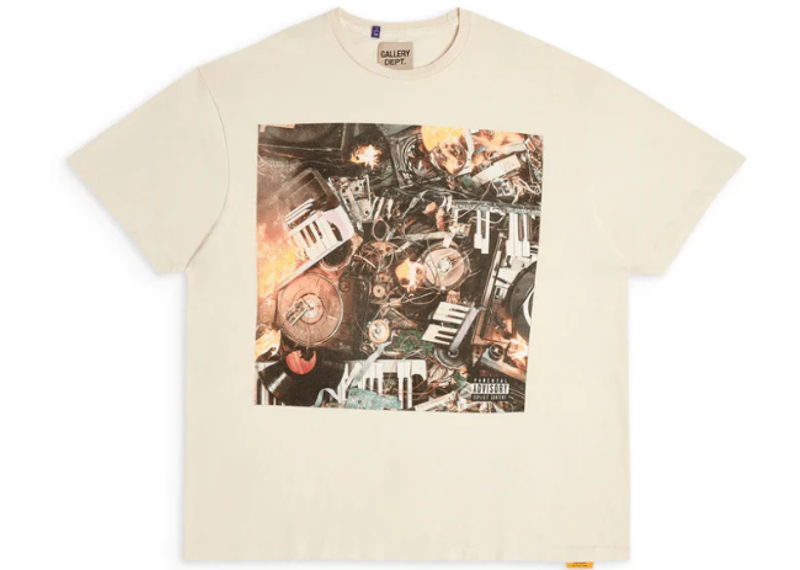 Gallery Department Misery Logo Short Sleeve Tee Shirt Cream Multi