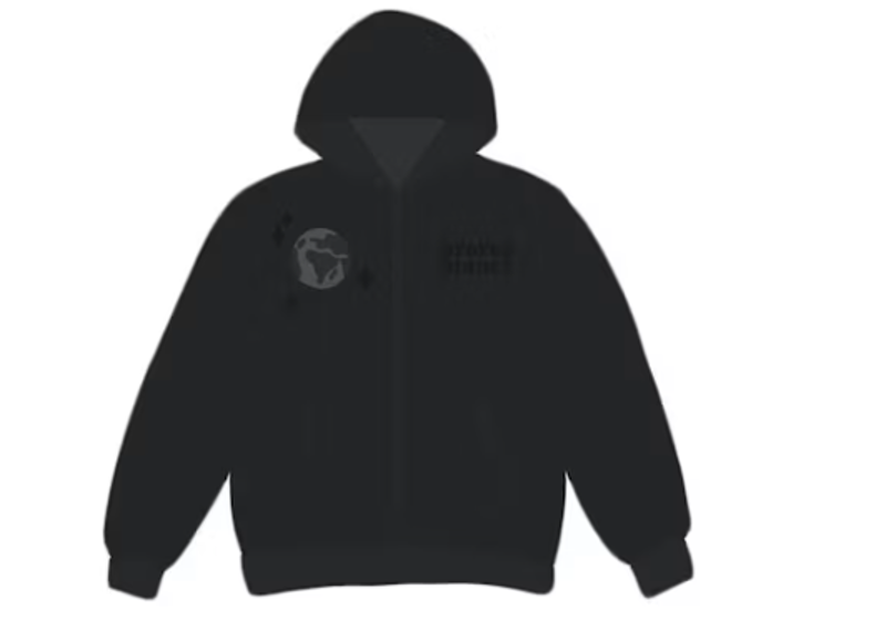 Broken Planet Spider Web Zip Up Hoodie Soot Black