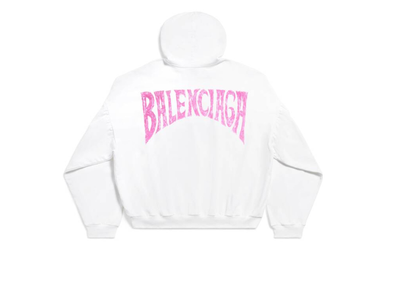 BALENCIAGA Tropical White Oversized printed cotton-jersey hoodie