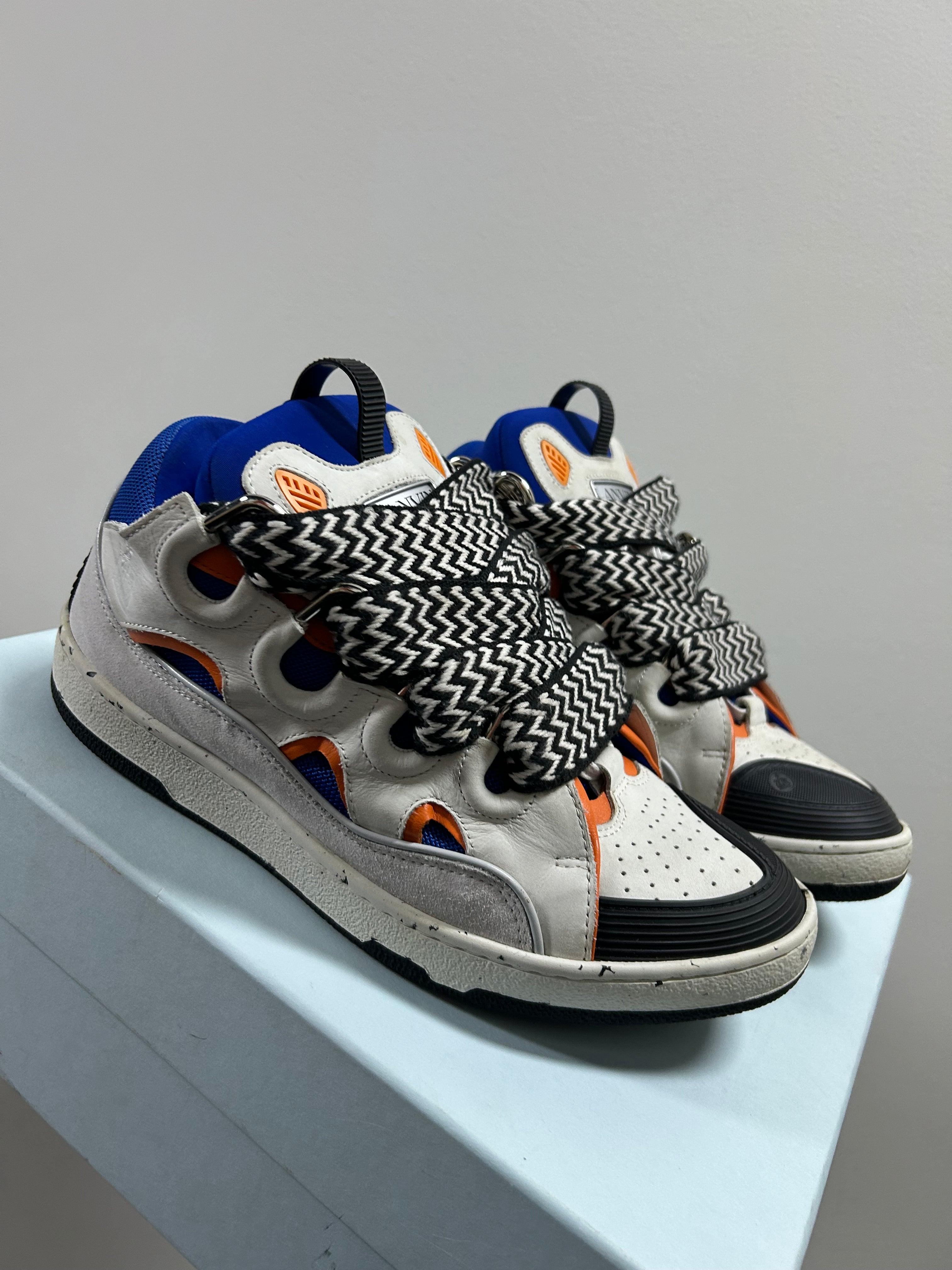 Lanvin Curb Sneakers White Blue Orange