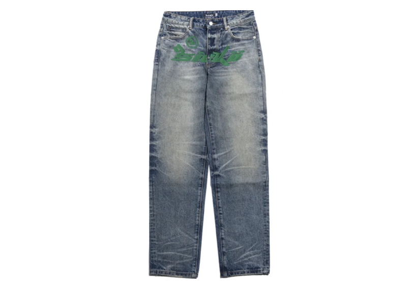 Sicko Born From Pain Chain Stich Green Denim