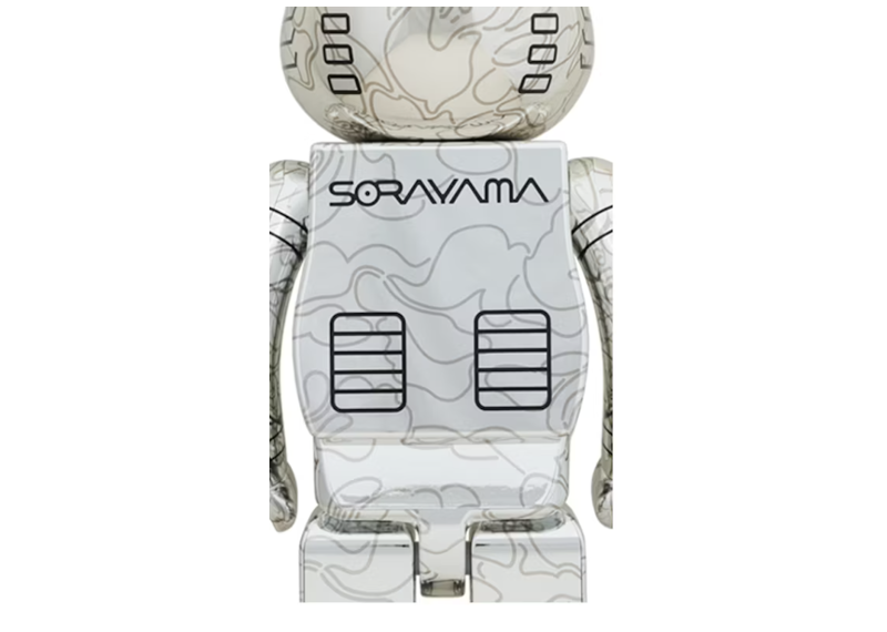 Bearbrick x BAPE x Hajime Sorayama Camo Shark 1000% Silver