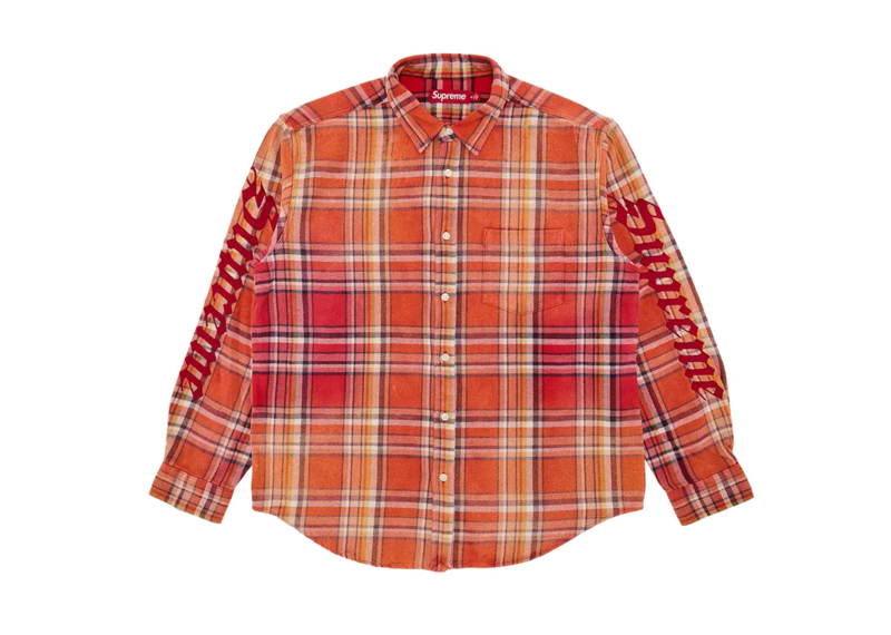 Supreme Old English Plaid Flannel Shirt Orange