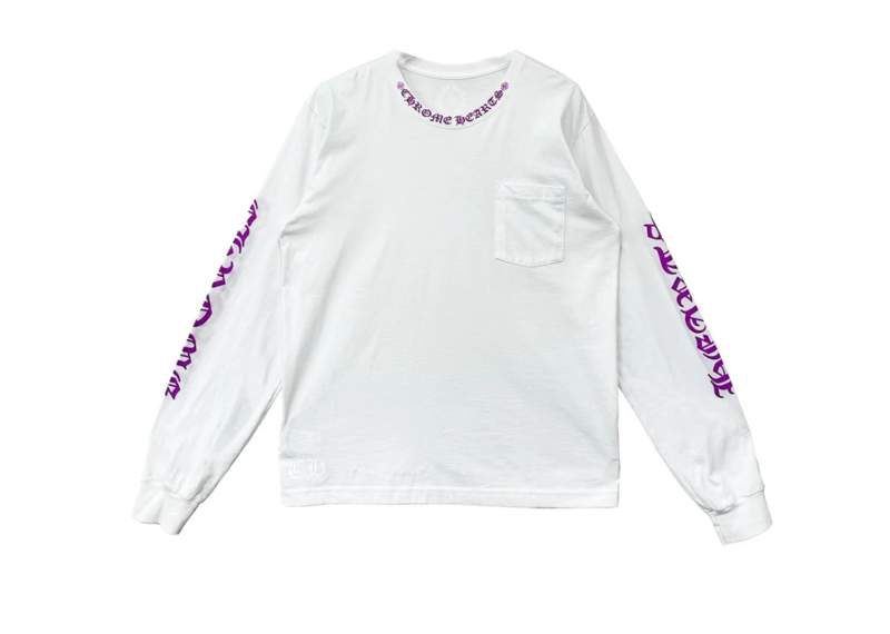 Chrome Hearts Purple Letter Collar Long Sleeve T-Shirt Tee