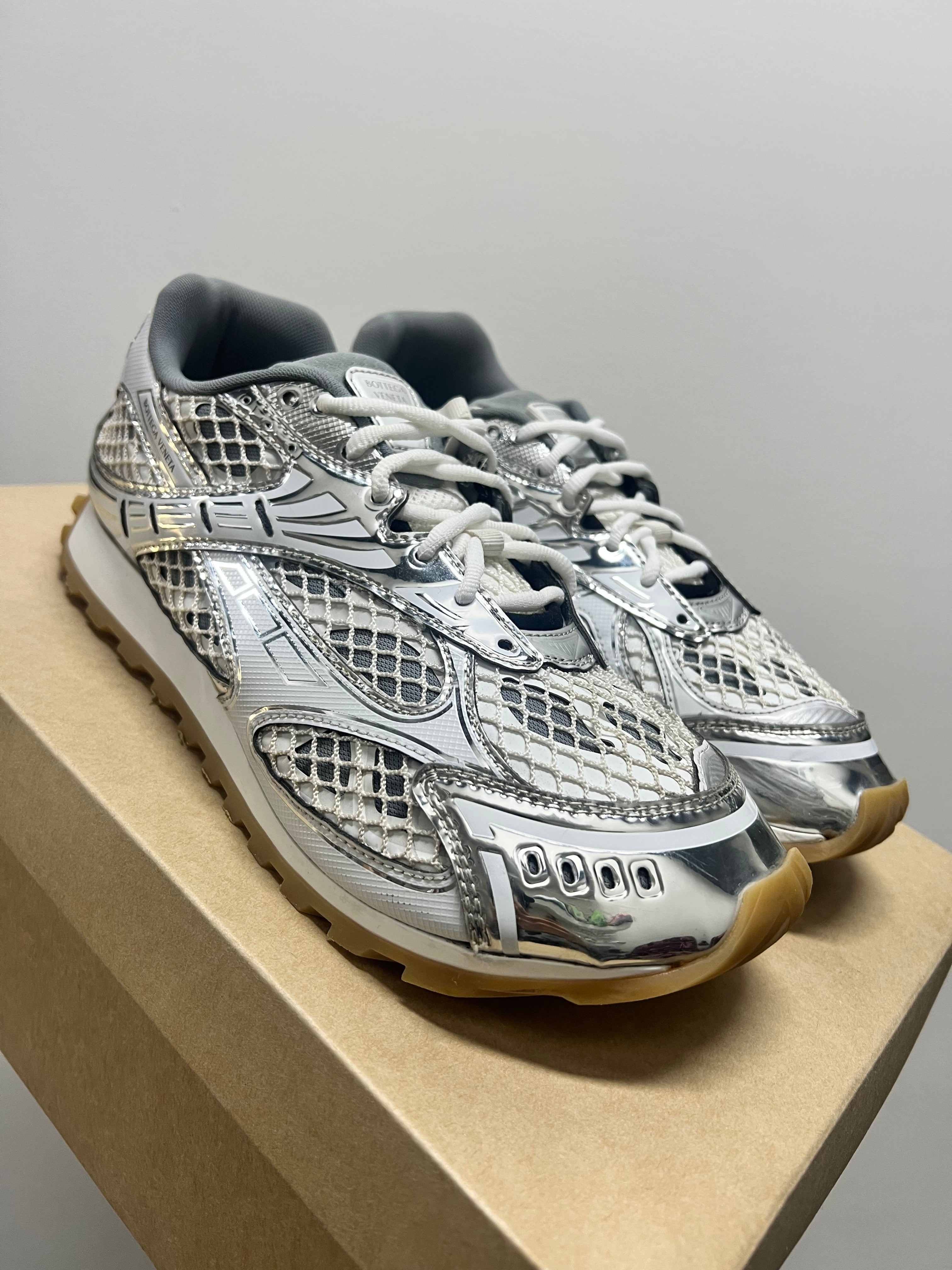 Bottega Veneta Orbit Sneaker White Silver