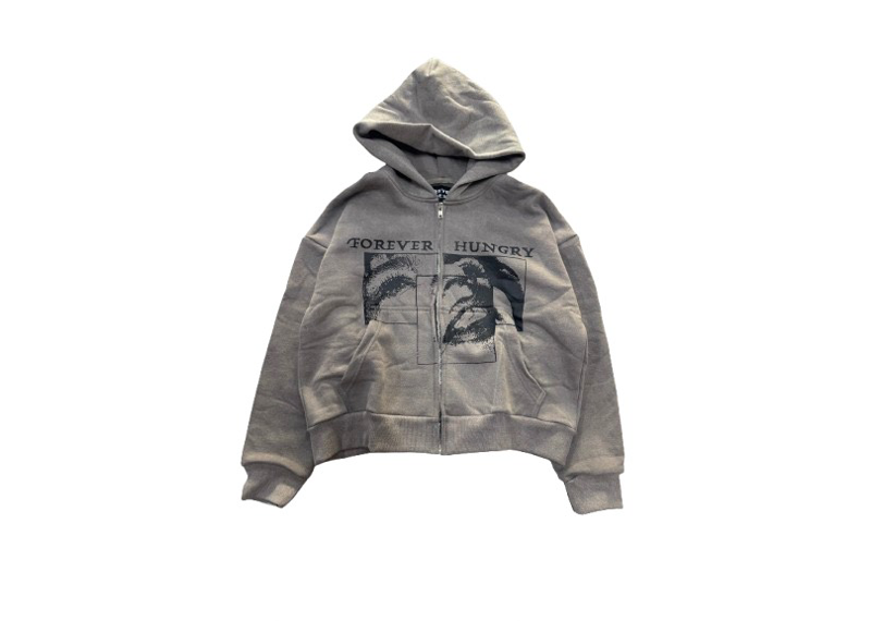 Forever Hungry Distressed Grey Hoodie