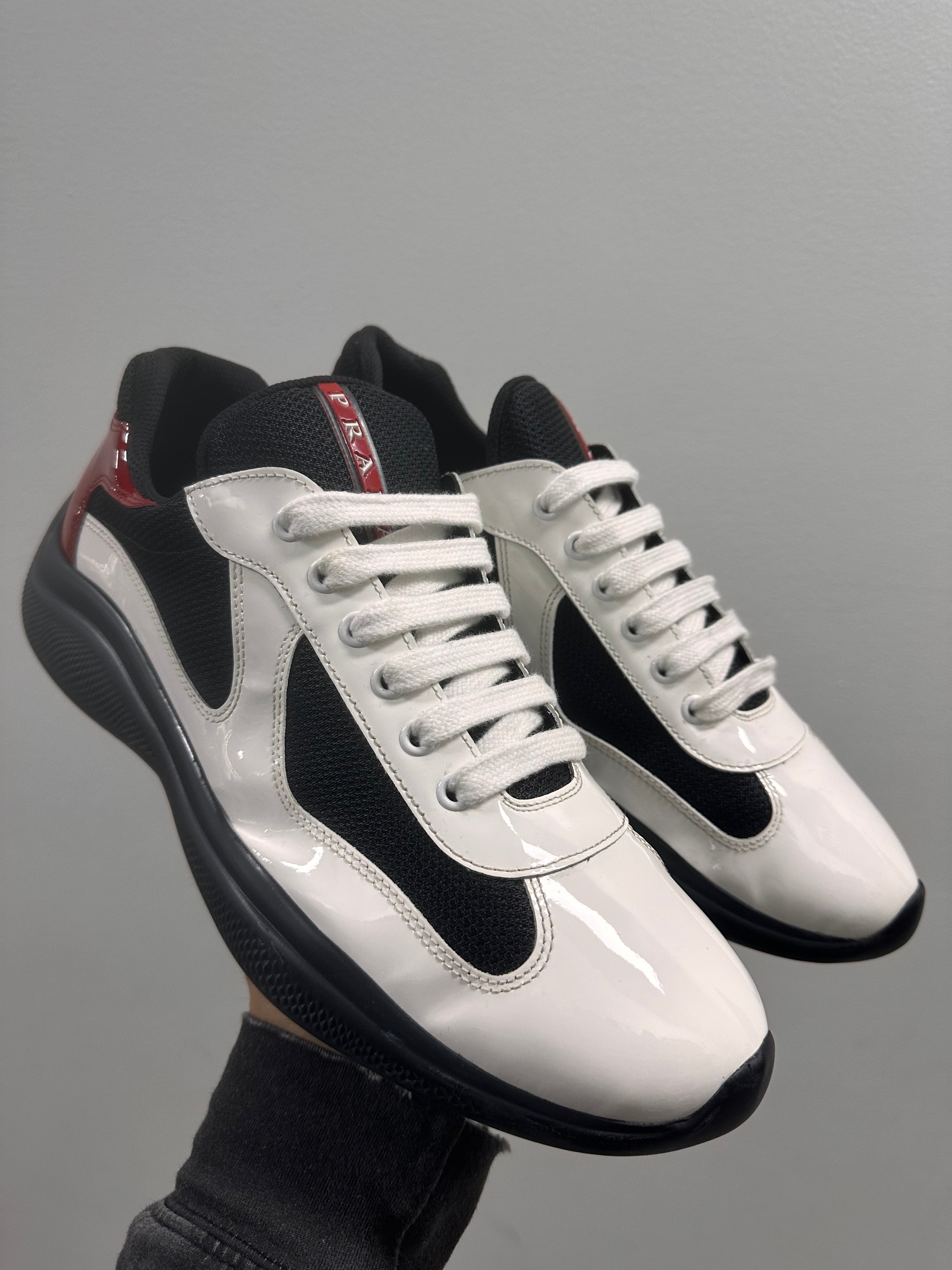 Prada Mens Americas Cup Red Black White Patent Leather