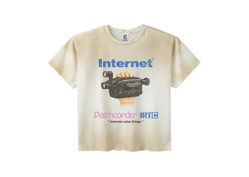 Internet Ruins Things Palmcorder Vintage Tee White