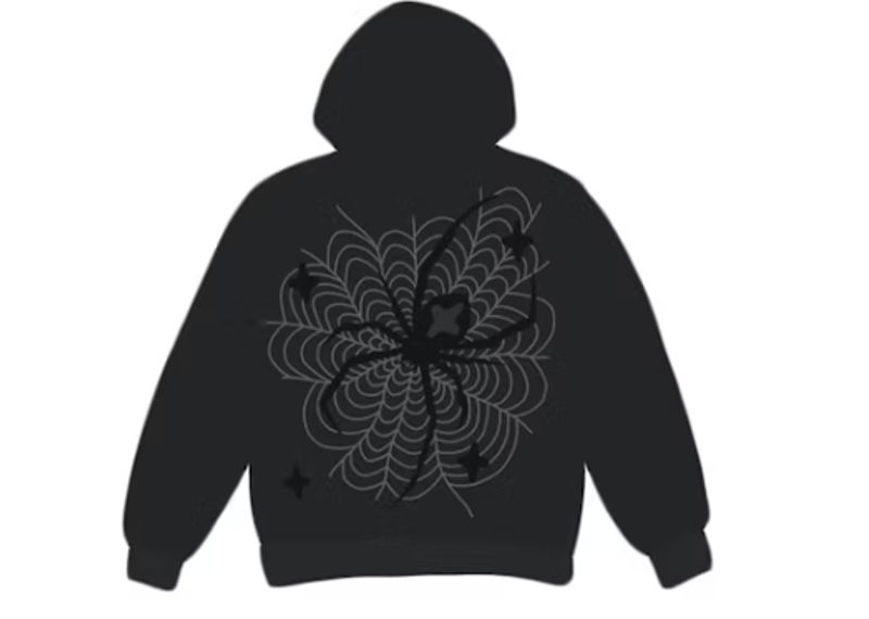 Broken Planet Spider Web Zip Up Hoodie Soot Black