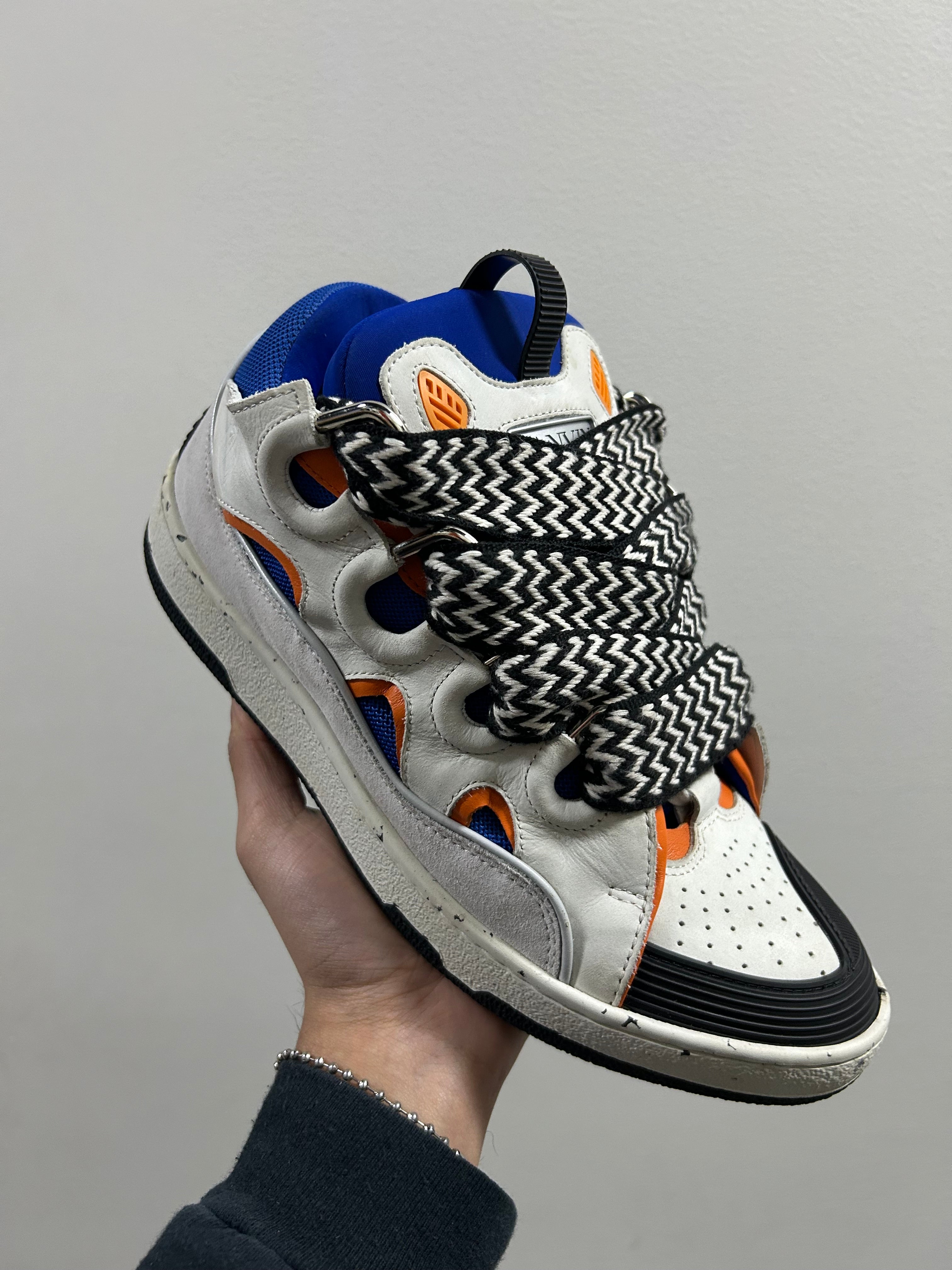 Lanvin Curb Sneakers White Blue Orange