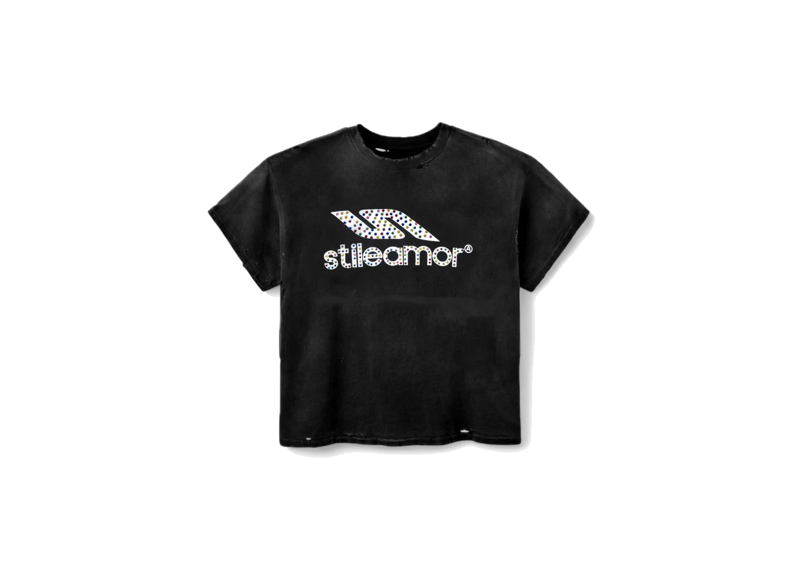 STILE AMOR BLACK COLORATO RHINESTONE TEE