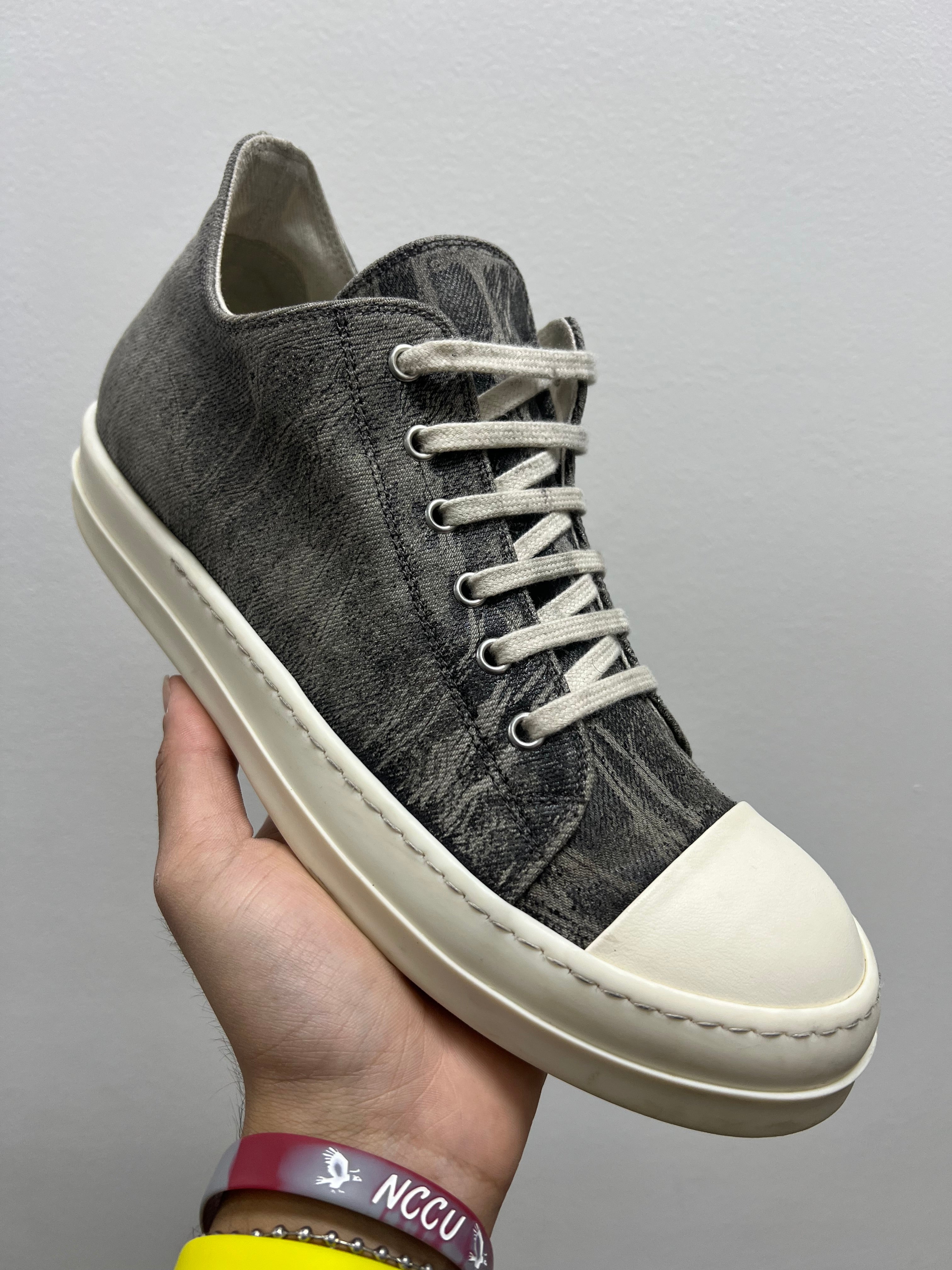 Rick Owens DRKSHDW Lido Low Sneaks Black Cracked Pearl