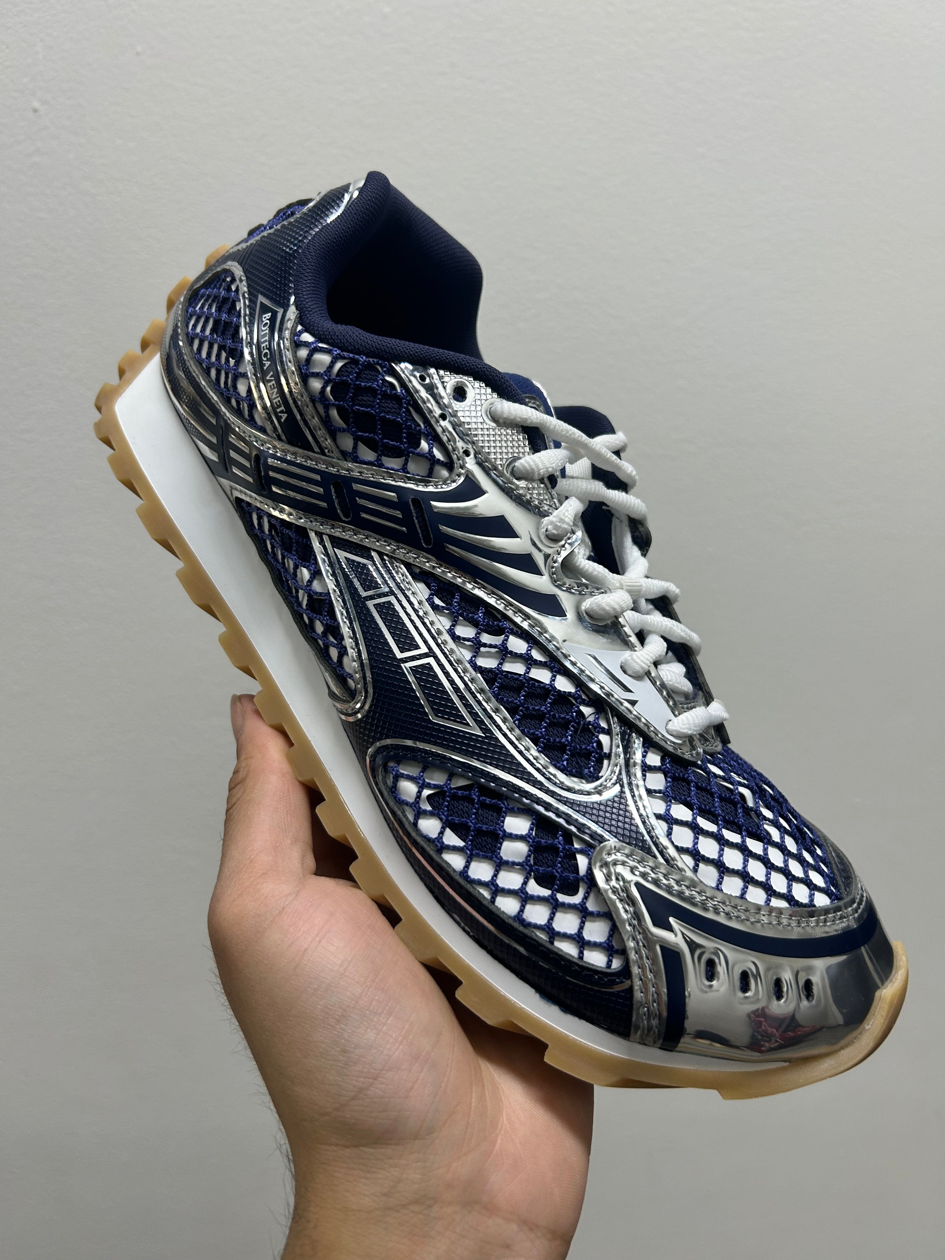 Bottega Veneta Orbit Navy Silver