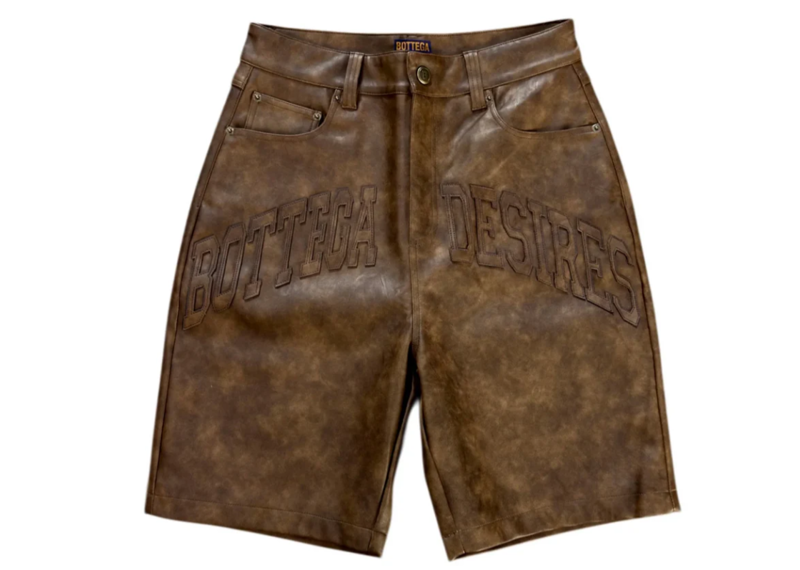 Bottega Desires Leather Shorts Brown FP